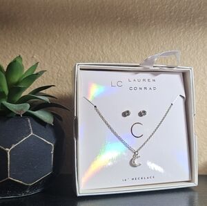 Lauren Conrad 16 Inch Gold-Tone "C" Initial Necklace and Earring Set